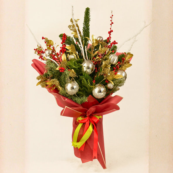Luxury Christmas Bouquet with Gold & Silver Accents