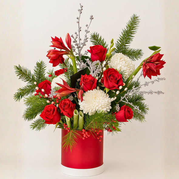 Luxury Red & White Christmas Flower Arrangement