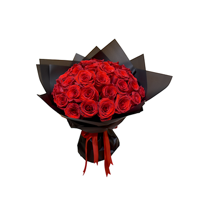 Red Love Roses wrapped in Black